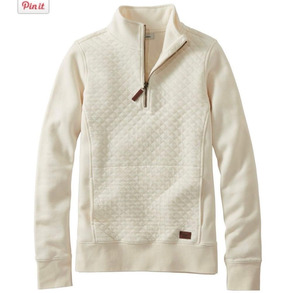 L.L. Bean Cream Quilted Women's Sweater